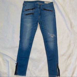 Rag & Bone "RBW 23" Zipper Cropped Moto Jeans